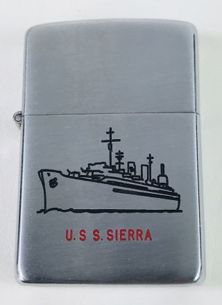 Vintage U.  S.  S.  Sierra Zippo Lighter Us Military Navy Ship Lighter 4