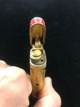 Vintage Les Must De Cartier Briquets Gold Red Navy Enamel Lighter Roy King Rare 3