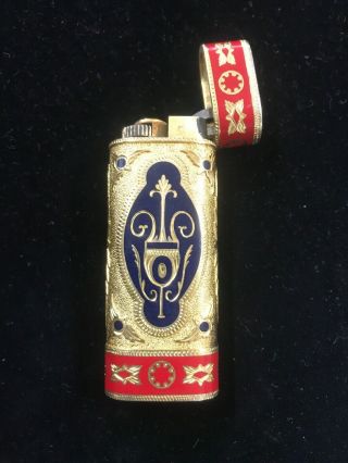 Vintage Les Must De Cartier Briquets Gold Red Navy Enamel Lighter Roy King Rare 4