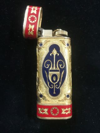 Vintage Les Must De Cartier Briquets Gold Red Navy Enamel Lighter Roy King Rare 5