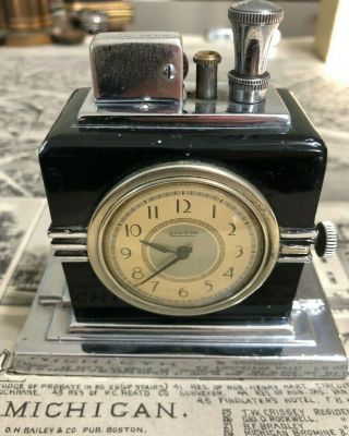 Art Deco Ronson Clock (large Face) Touch Tip Lighter - Figure 190 - Very Rare