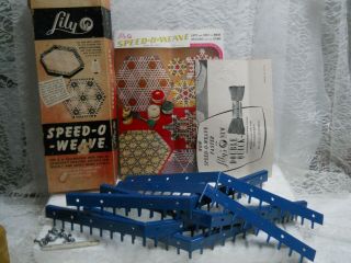 Vintage Lily Speed - O - Weave Loom 6 V Steel Bars Instructions Hardware Orig Box