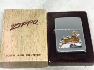 Vintage 1960 Town & Country Leaping Deer Prototype Test Sample Zippo Lighter