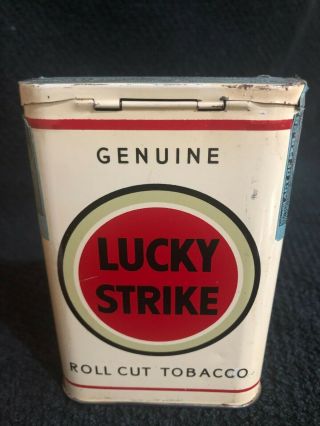 Lucky Strike Roll Cut Tobacco Tin,  White