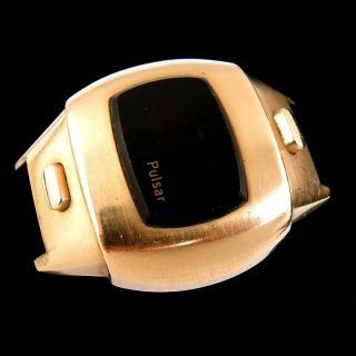 Vintage Pulsar Time Computer P4 4300 Module 101 Led Gold Filled Wrist Watch