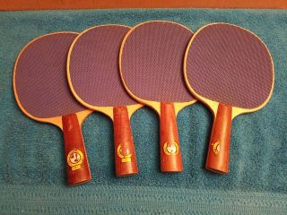 Vintage Wilson Wooden 5 Ply Table Tennis Ping Pong Paddles Set Of 4