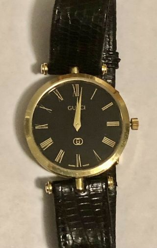 Vintage Gucci 2000l 18k Gold Plated Authentic Ladies Watch Runs & In Great Cond