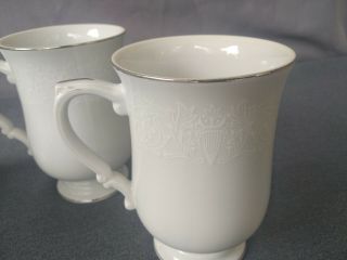 Vintage Crown Victoria LOVELACE Pattern 8oz Pedestal Coffee/Tea Mugs - Set of 4 3