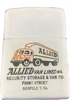 1949 - 50 Zippo Lighter - Allied Van Lines Norfolk,  Va - Truck Graphics