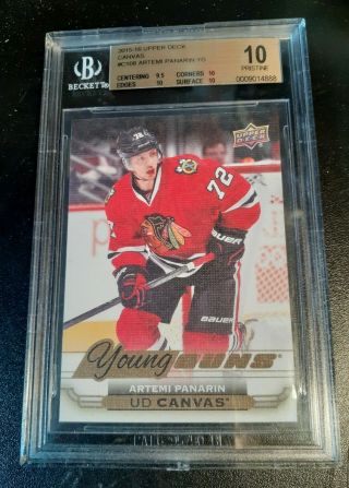 2015 - 16 Upper Deck Canvas C108 Artemi Panarin Young Guns Rookie Of The Year Bgs