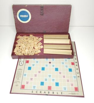Vintage Scrabble Board Game 1953 Selchow Righter Co Complete 100 Tiles Crossword