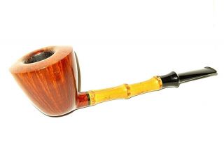 Peter Stokkebye Canted Straight Grain Bell Dublin Pipe W/ Bamboo - Pipestud
