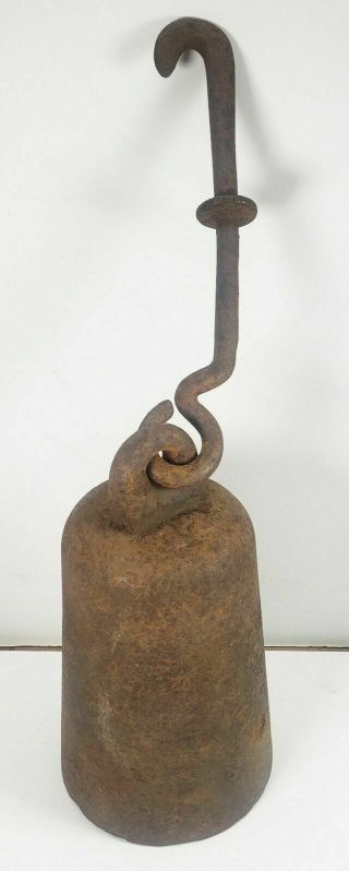 Antique Cast Iron Bell Hanging Scale Weight 11lbs ☆vintage Tool Counterweight Us