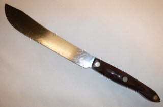 Vintage Cutco Stainless Butcher Knife 1722 Classic Brown Swirl Handle 8 " Blade