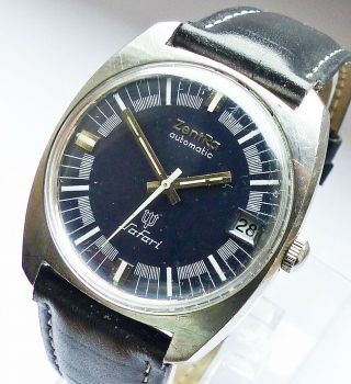 Schöne Zentra Safari Automatic Mit Datum 25jewels Herren Vintage Armbanduhr 70er