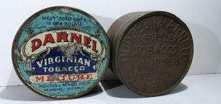 2 X Very Old Darnel Tobacco Tins 1/10lb And Embossed Lid Versions Melb Australia