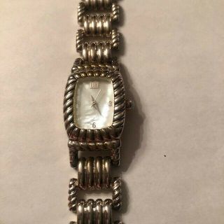 Judith Ripka Sterling Silver Mother Of Pearl Dial Quartz Watch 7.  5 "