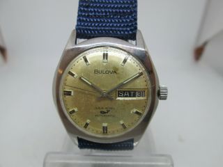 Vintage Bulova Seaking Whale Daydate Stainless Steel Automatic Mens Watch