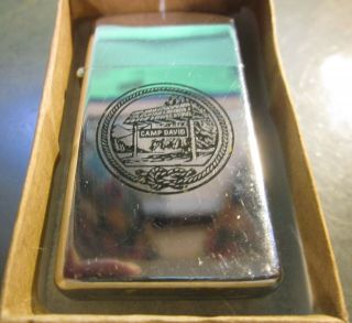 Vintage 1973 Ultra Rare Presidential Retreat Camp David Slim Zippo Lighter