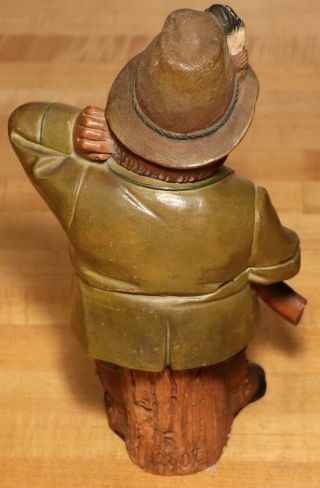 Antique Hunter Figural Tobacco Humidor Jar - Woodsman - Terra Cotta Hand painted 3