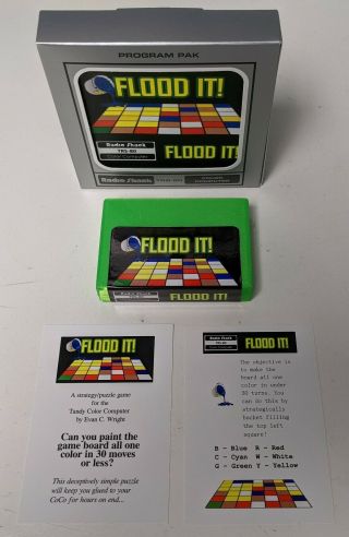 Flood It Tandy Trs - 80 Color Computer Coco Video Game Cartridge Complete