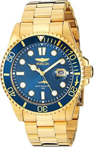- Invicta Pro - Diver 43mm Quartz Date Gold Tone Watch - Water Resistant 100m