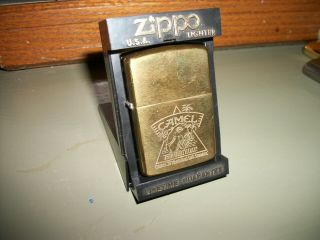 Vtg.  Unstruck - 1988 Joe Camel 75th Birthday Anniversary Brass Zippo Lighter & Box