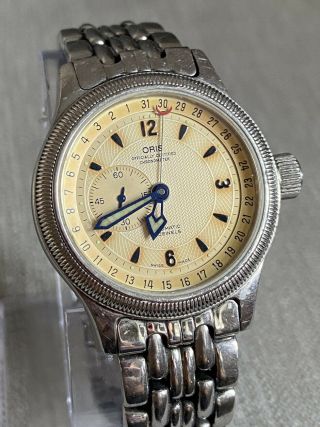 Rare Oris Date Pointer Big Crown Automatic Gents Wristwatch - 36.  3mm Fwo -