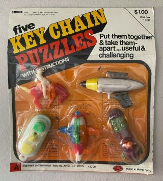 Vintage Five Key Chain Puzzles - Fleetwood Toys - Hong Kong - In Package