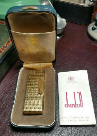 Newly Serviced Boxed With Dunhill Gold Tartan Rollagas Lighter