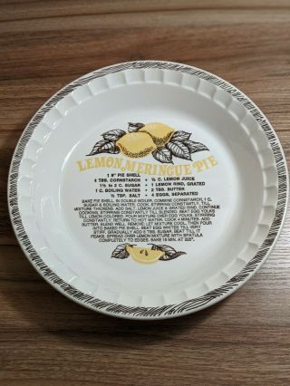 Vintage Royal China Lemon Meringue Recipe Pie Plate Dish 11 Inch