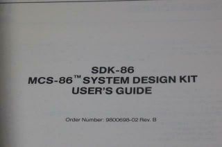Intel Sdk - 86 Mcs - 86 Sdk86 System Design Kit Users Guide
