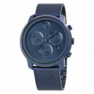 Movado Bold Blue Pvd Stainless Steel Chronograph Men 