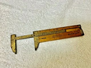 Vintage Stanley No.  136 Inside Outside Caliper Wood And Brass Rule