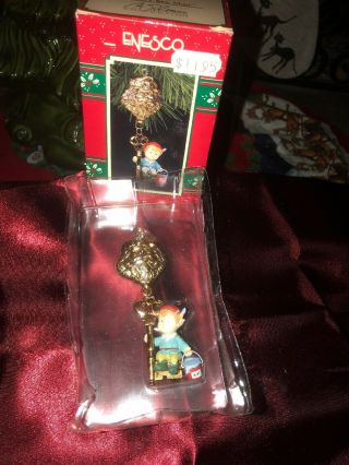 Vtg Enesco Christmas Tree Elves Elf Ornament Santa’s Key Man Let Santa In