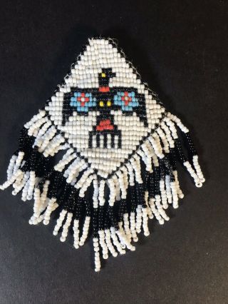 Vintage Native American Hand Beaded Thunderbird - Leather Backed (l8of)