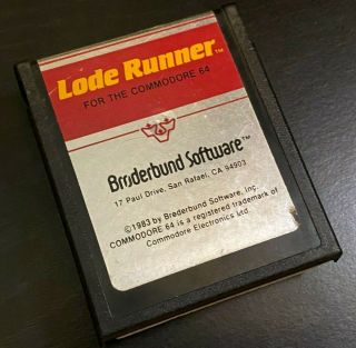Vintage Lode Runner Game Cartridge For The Commodore 64 Computer C64