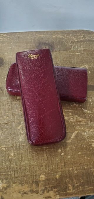 Ducas Paris Maroon Textured Leather Cigar Holder Case
