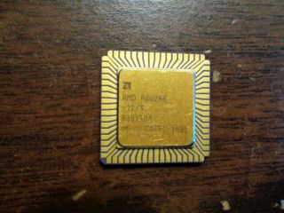 Vintage Amd R80286 - 12/s,  286 Microprocessor Gold Button Cpu Chip,