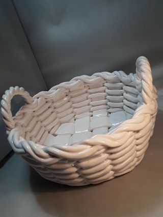 Vintage Heramiche Castellan Porcelain Numbered Woven Basket Style With 2 Handle