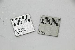 Oem Ibm Pc 5160 Personal Computer Xt Front & Rear Brand Badges