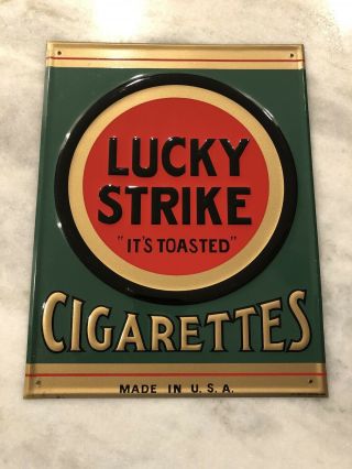 Vintage Lucky Strike Cigarettes Medal Advertising 50 - 60’s Tin Sign