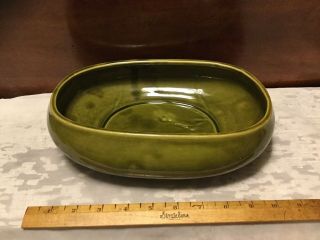 Vintage Mccoy Usa Floraline 496 Avocado Green Oval Ceramic Art Pottery Bowl