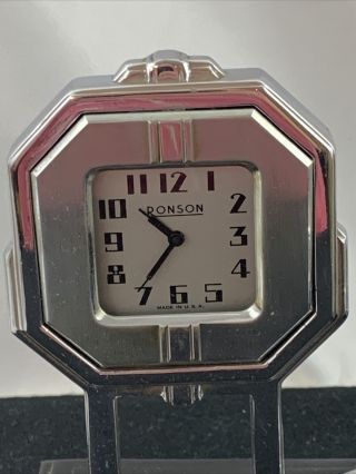 Vintage Ronson Touch Tip Table Lighter With Clock - Art Deco Design 2