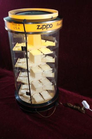 VINTAGE ZIPPO LIGHTER ADVERTISING DISPLAY CASE LIGHTED AUTO ROTATING 1960 6