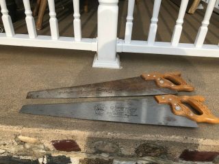 Set Of 2 Vintage 26  Blade Henry Disston And Sons D - 23 Hand Saw