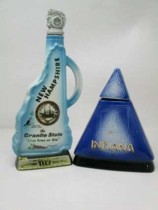 Vintage Jim Beam Bourbon Whiskey State Decanters Hampshire & Indiana