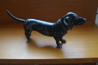 Vintage Metal Cold Painted Dachshunddog Lighter D.  R.  G.  M Marked On Base