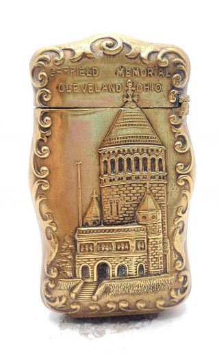 Rare Cleveland Antique Brass Commemorative Match Safe Vesta Case C1900