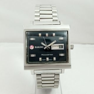 Rado Manhattan Automatic Day/date Swiss Made Stainless Steel Vintage Wrist Watch